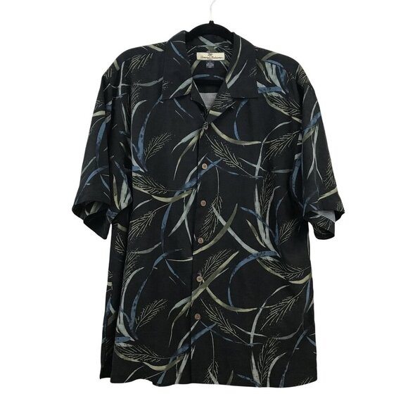Tommy Bahama Mens Tropical Leaf Print Silk Button Up Shirt M Short Sleeve Resort - Picture 1 of 7